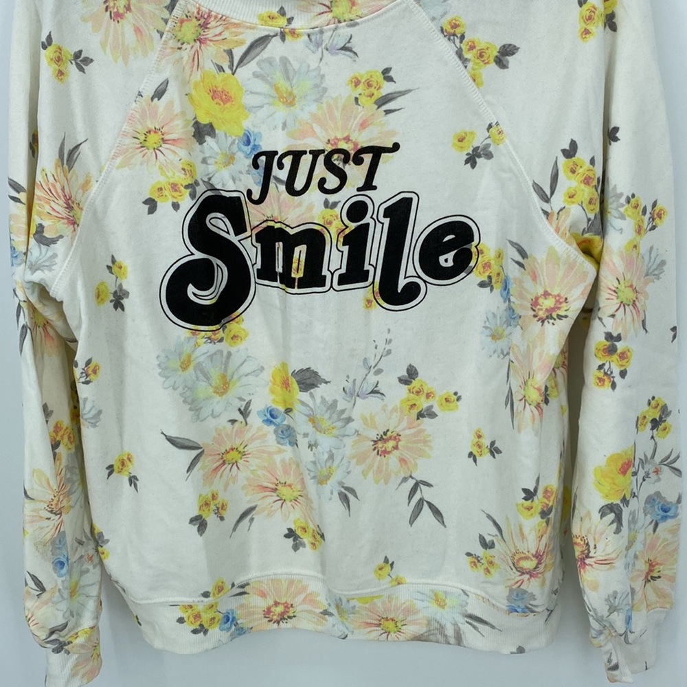 Wildfox Just Smile Floral Sweatshirt Size Small NWT Oversized Fit - Picture 3 of 8